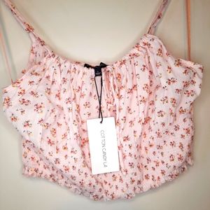 NWT Floral Pink Crop Top